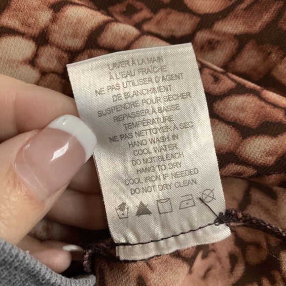 Kenar Sleeveless Top Brown Snakeskin Print Heavily Wood Beaded Neckline XL - Picture 9 of 9